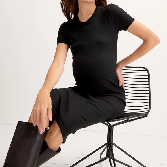 Hatch Maternity Eliza Lightweight Knit T-Shirt Maternity Short Sleeve Black XS - Picture 4 of 11